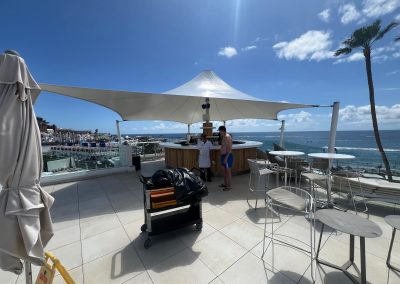 Cúpula textil tensada instalada en el Hotel Guayarmina Princess, Tenerife